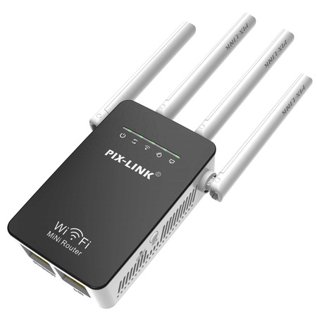 Pix-Link vezeték nélküli hálózati jelismétlő - WiFi router WPA-PSK / WPA2-PSK titkosítási biztonsággal (BBV)