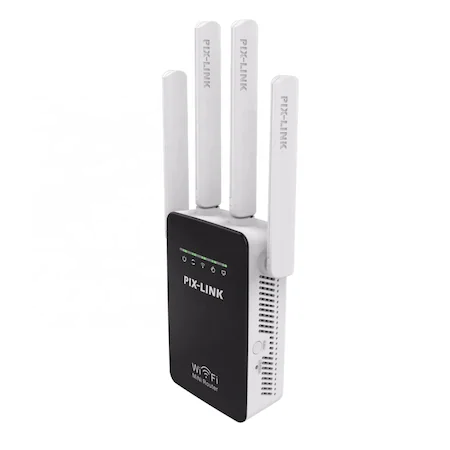 Pix-Link vezeték nélküli hálózati jelismétlő - WiFi router WPA-PSK / WPA2-PSK titkosítási biztonsággal (BBV)