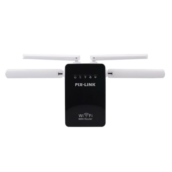 Pix-Link vezeték nélküli hálózati jelismétlő - WiFi router WPA-PSK / WPA2-PSK titkosítási biztonsággal (BBV)