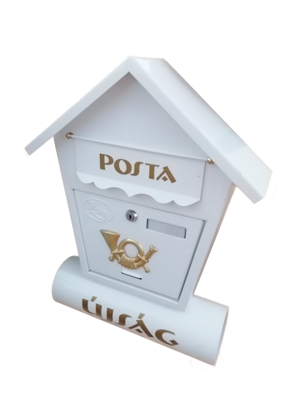 Utcai postaláda újságtartóval - fehér (BBL)