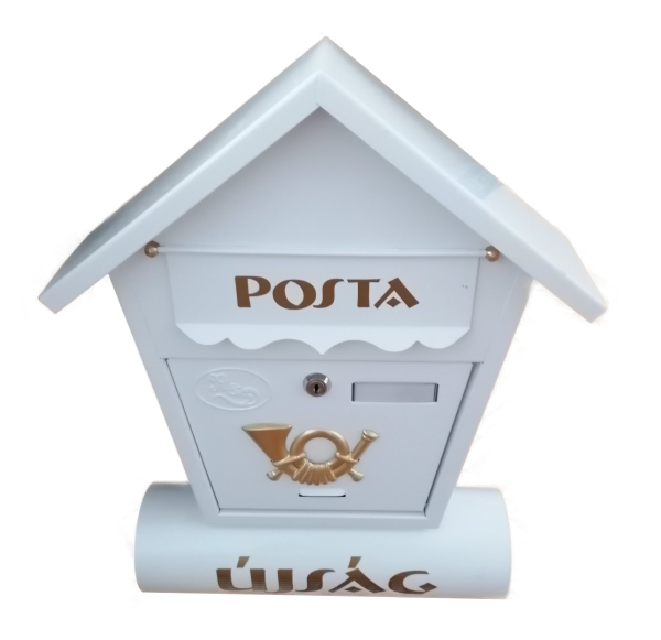 Utcai postaláda újságtartóval - fehér (BBL)
