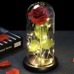 LED-es örök rózsa üvegben - dekor lámpa díszdobozban (BBJ)