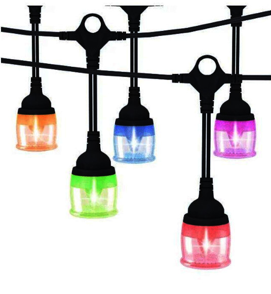 RGB kültéri időjárásálló napelemes dekor Izzósor- 10 darab LED izzó (BBV)
