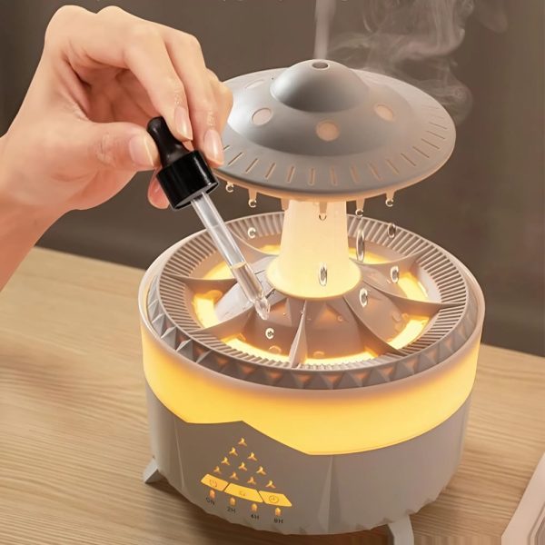 Esőcsepp mushroom design aromaterápiás diffúzor – 350 ml-es ultrahangos illóolaj párásító távirányítóval (BBJH)(BBD)