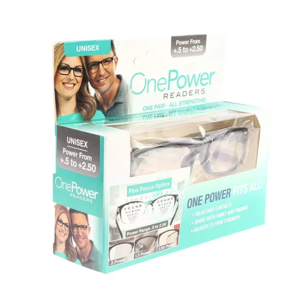 One power univerzális olvasószemüveg +0.5 és +2.5 között állítható dioptriával - flex focus optics technológia (BBM)