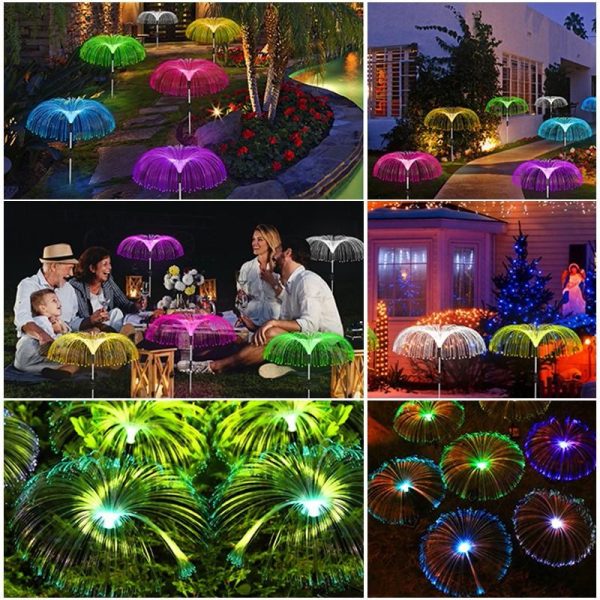 2 db-os napelemes, kültéri leszúrható lámpa szett - RGB LED medúza alakú kültéri dekor világítás (BBJH) (BBJ) (BBD)
