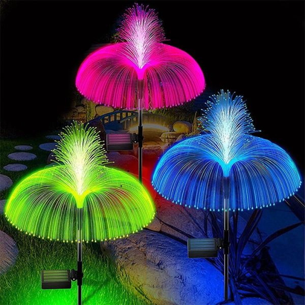 2 db-os napelemes, kültéri leszúrható lámpa szett - RGB LED medúza alakú kültéri dekor világítás (BBJH) (BBJ) (BBD)