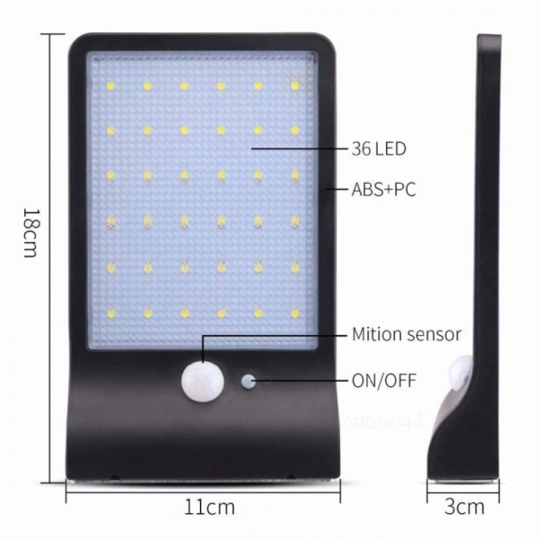 Mozgásérzékelős, napelemes, falra szerelhető LED panel 7 órás üzemidővel - 4W (BBL)