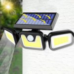 FL-1725B napelemes fali COB LED kültéri lámpa mozgásérzékelős 3 világító egységgel (BBV)