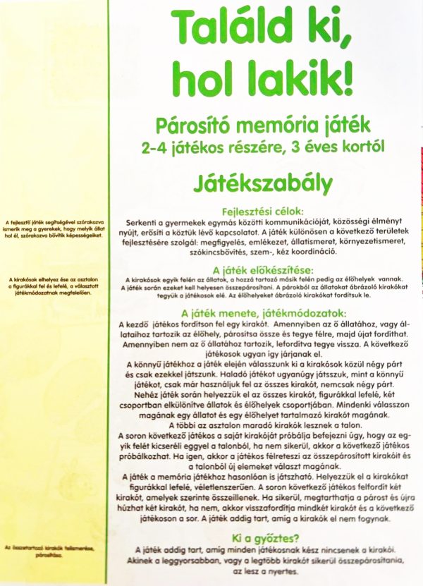 Találd ki hol lakik! képességfejlesztő játék gyerekeknek (BBJ)