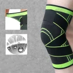 Kompressziós térdrögzítő állítható pántokkal sportoláshoz és térdfájdalmak ellen – zöld-fekete - L (BBM) (BBKM)