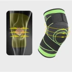 Kompressziós térdrögzítő állítható pántokkal sportoláshoz és térdfájdalmak ellen – zöld-fekete - L (BBM) (BBKM)