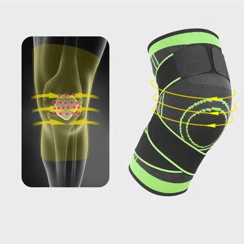 Kompressziós térdrögzítő állítható pántokkal sportoláshoz és térdfájdalmak ellen – zöld-fekete - L (BBM) (BBKM)