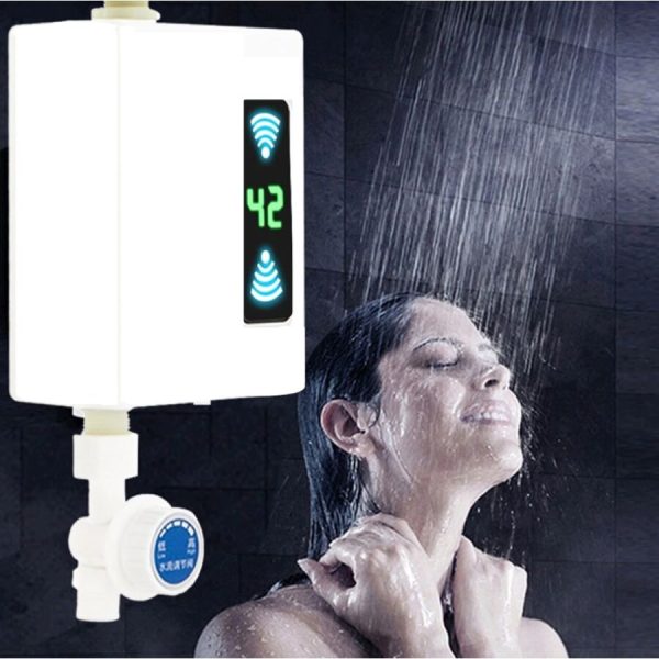 Átfolyós termosztatikus vízmelegítő 1,5 méter hosszú gégecsővel és zuhanyfejjel - 3500 W (BBV) (BBJH)