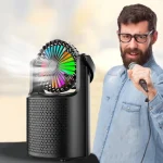 ZQS-1440 Bluetooth hangszóró 1500mAh akkumulátorral és RBG fényekkel a nyári bulikhoz - 2in1 hangszóró és mini ventilátor (BBV)