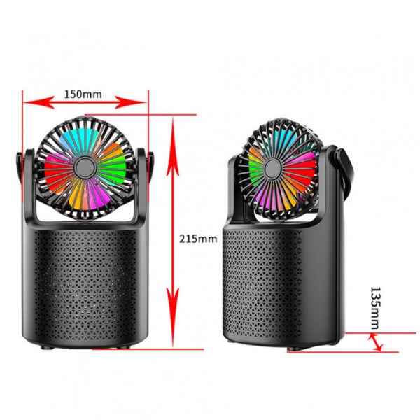 ZQS-1440 Bluetooth hangszóró 1500mAh akkumulátorral és RBG fényekkel a nyári bulikhoz - 2in1 hangszóró és mini ventilátor (BBV)