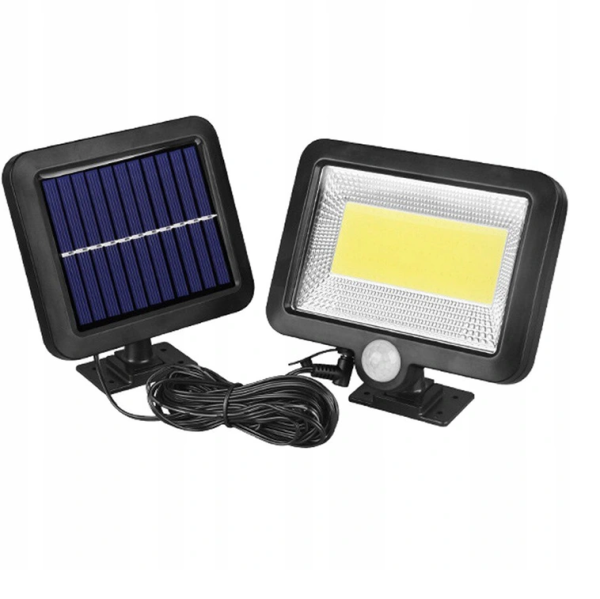 Napelemes 100 LED-es reflektor mozgásérzékelővel - tartós és időjárásálló, mozgás és alkonyat érzékelővel (BBL)