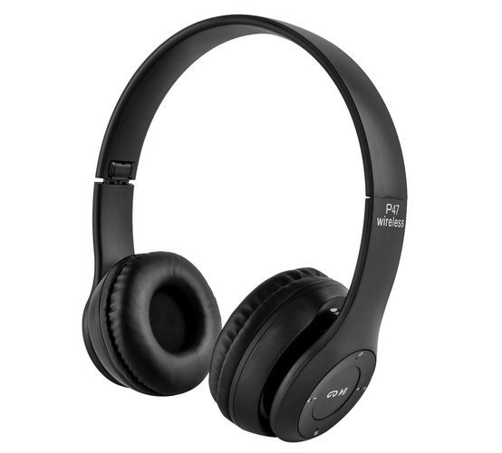P47 Bluetooth-os akkus fejhallgató headset MP3 lejátszó - fekete (BBV)