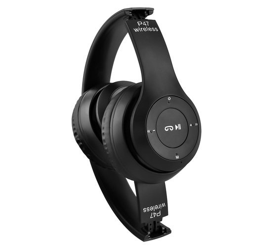 P47 Bluetooth-os akkus fejhallgató headset MP3 lejátszó - fekete (BBV)