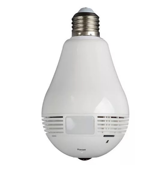 1+1 360°-os villanykörtébe rejtett, éjjellátó, mozgásérzékelő, Wifi-s panoráma kamera (BBV)