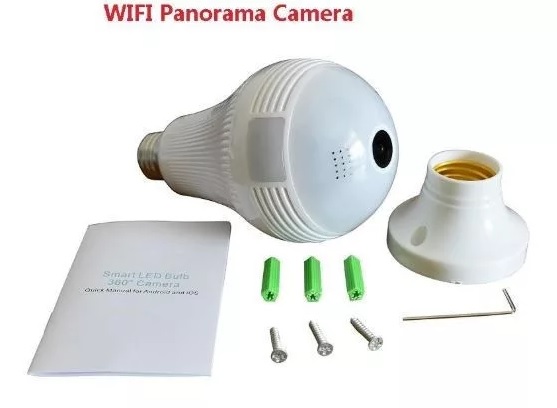 1+1 360°-os villanykörtébe rejtett, éjjellátó, mozgásérzékelő, Wifi-s panoráma kamera (BBV)