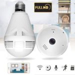 1+1 360°-os villanykörtébe rejtett, éjjellátó, mozgásérzékelő, Wifi-s panoráma kamera (BBV)