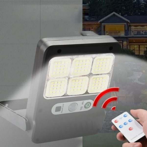 Worthair WA22-02 napelemes kültéri lámpa 72 LED-del, távirányítóval és mozgásérzékelővel – 180W (BBV)