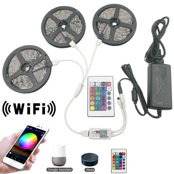 15 méteres Wifi-s RGB LED szalag szett - telefonnal illetve távirányítóval is vezérelhető (BBV)