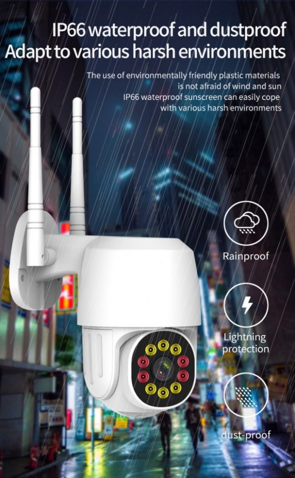 1+1 Vízálló smart wifi IP kamera kül-, és beltérre - 320 fokban elforgatható (BBV)