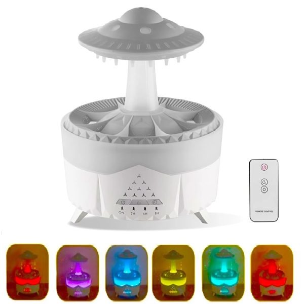 Esőcsepp mushroom design aromaterápiás diffúzor – 350 ml-es ultrahangos illóolaj párásító távirányítóval (BBJH)(BBD)