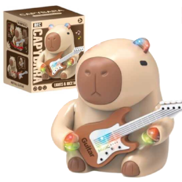 Gitározó capybara figura – zenélő és világító interaktív játék gyerekeknek 332A (BBJ)