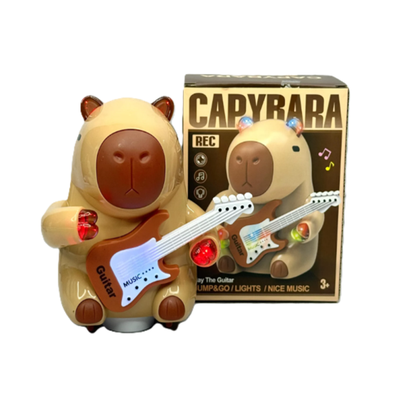 Gitározó capybara figura – zenélő és világító interaktív játék gyerekeknek 332A (BBJ)