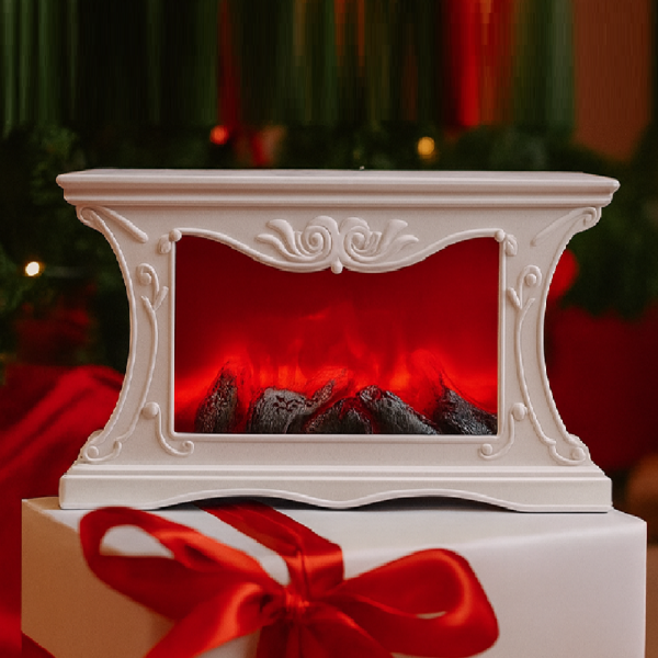 LED dekoratív díszkandalló lángeffekttel – valósághű lánghatású hangulatfény, 22×40cm -fehér SP-90 (BBD)