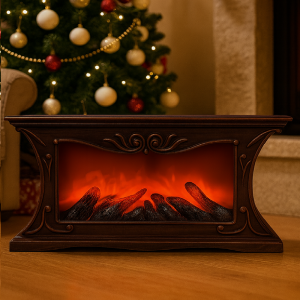 LED dekoratív díszkandalló lángeffekttel – valósághű lánghatású hangulatfény, 23×45cm -barna SP-90 (BBD)1