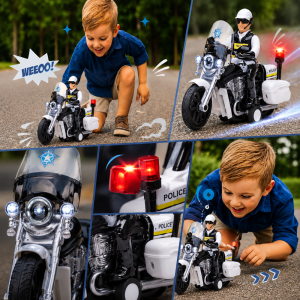 Rendőrségi játék motorkerékpár – 23 cm-es motor fény- és hangeffektekkel, realisztikus rendőr jármű gyerekeknek WY430A (BBJ) 3 (2)