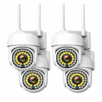1 + 1 + 1 + 1 (4 db) WiFi IP kamera 360°-ban forgatható, FULL HD éjjellátó, mozgásérzékelővel, kétirányú hanggal, beltéri és kültéri biztonsághoz (BBV)