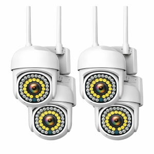 1 + 1 + 1 + 1 (4 db) WiFi IP kamera 360°-ban forgatható, FULL HD éjjellátó, mozgásérzékelővel, kétirányú hanggal, beltéri és kültéri biztonsághoz (BBV)