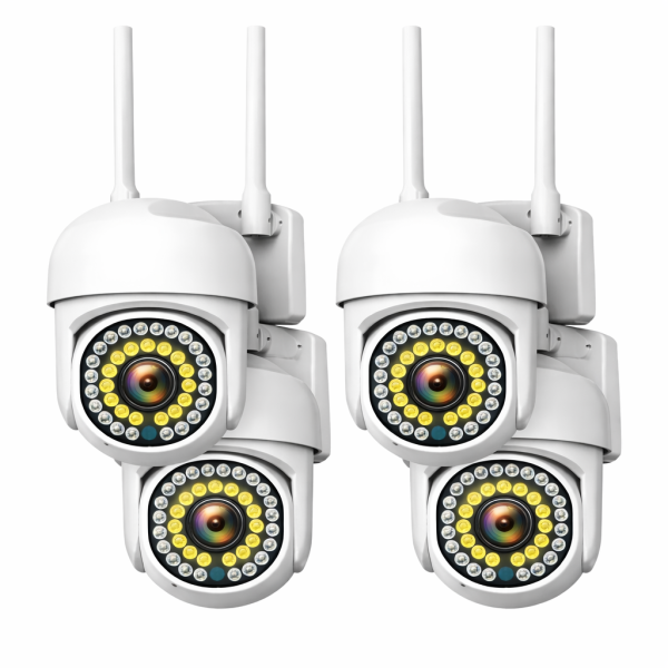1 + 1 + 1 + 1 (4 db) WiFi IP kamera 360°-ban forgatható, FULL HD éjjellátó, mozgásérzékelővel, kétirányú hanggal, beltéri és kültéri biztonsághoz (BBV)