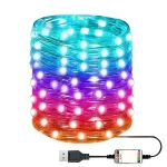 Zenére, tapsra változó színű, IP67 vízálló, RGB LED fényfüzér - távirányítóval és okostelefonnal is vezérelhető - 10 m (BBJ)