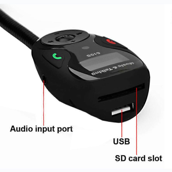 610S Bluetooth autós FM transzmitter MP3 lejátszóhoz, kihangosítóval és távirányítóval, flexibilis kivitel (BBV)