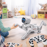 CyberMancs intelligens robot kutya változó arckifejezéssel – 2.4GHz interaktív AI játék Bluetooth és app vezérléssel, 31×16,5×23,5 cm (THM)