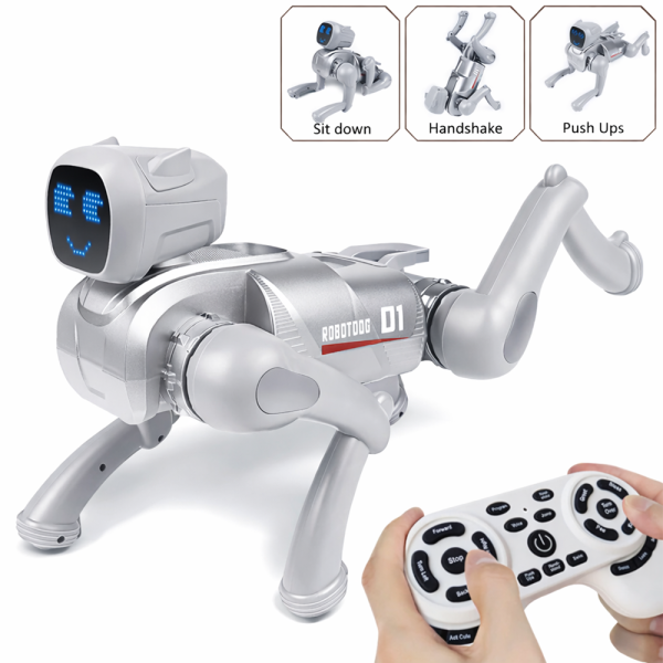 CyberMancs intelligens robot kutya változó arckifejezéssel – 2.4GHz interaktív AI játék Bluetooth és app vezérléssel, 31×16,5×23,5 cm (THM)