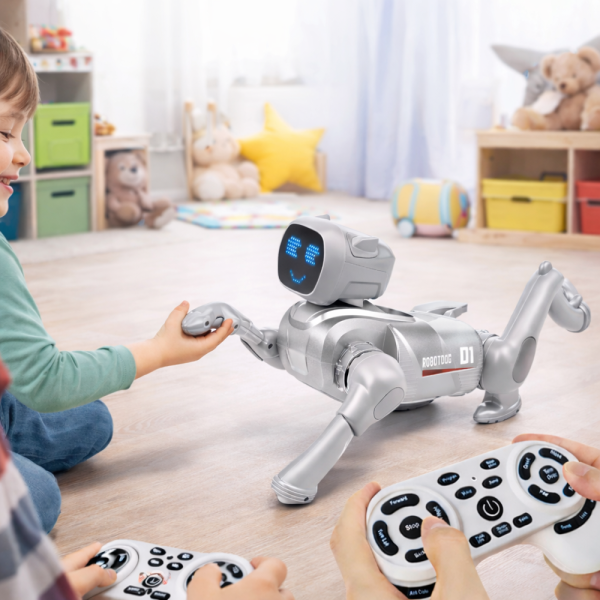 CyberMancs intelligens robot kutya változó arckifejezéssel – 2.4GHz interaktív AI játék Bluetooth és app vezérléssel, 31×16,5×23,5 cm (THM)