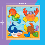 Fa állatos kirakó játék gyerekeknek készségfejlesztő fa puzzle 2 éves kortól 4 az 1-ben oktató kirakós (BBMJ)