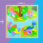 Fa állatos kirakó játék gyerekeknek készségfejlesztő fa puzzle 2 éves kortól 4 az 1-ben oktató kirakós (BBMJ)