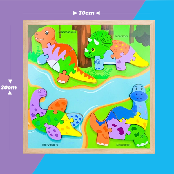 Fa állatos kirakó játék gyerekeknek készségfejlesztő fa puzzle 2 éves kortól 4 az 1-ben oktató kirakós (BBMJ)