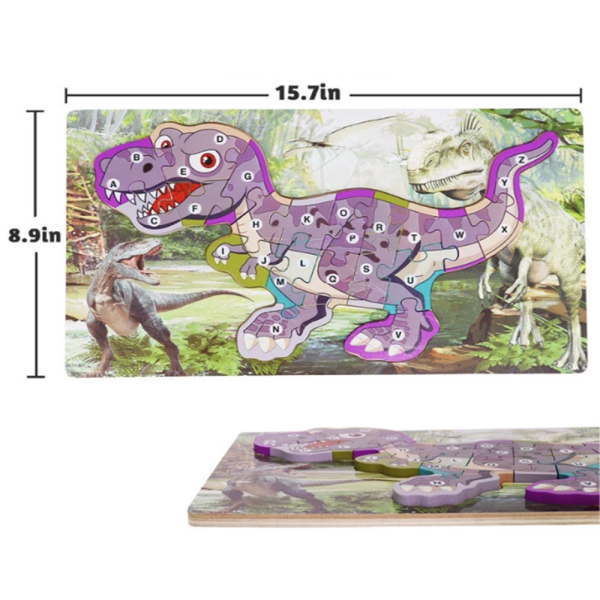 Fa t-rex dinoszaurusz puzzle, 10 db oktató játék kisgyerekeknek (BBMJ)