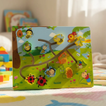 Fajáték útkereső kirakó kisgyermekeknek készségfejlesztő fa puzzle játék (BBMJ)