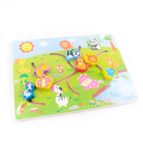 Fajáték útkereső kirakó kisgyermekeknek készségfejlesztő fa puzzle játék (BBMJ)