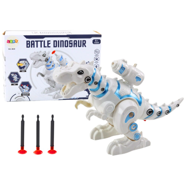NeoRex Battle interaktív robot dínó – harcoló, darts kilövő, fény- és hanghatásos - fehér, 22,5×15,5×9cm (BBJ)